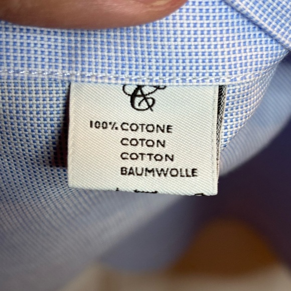 EUC CANALI Men's Light Blue Tiny Checkered Dress Shirt size 44 17.5 - Picture 7 of 10